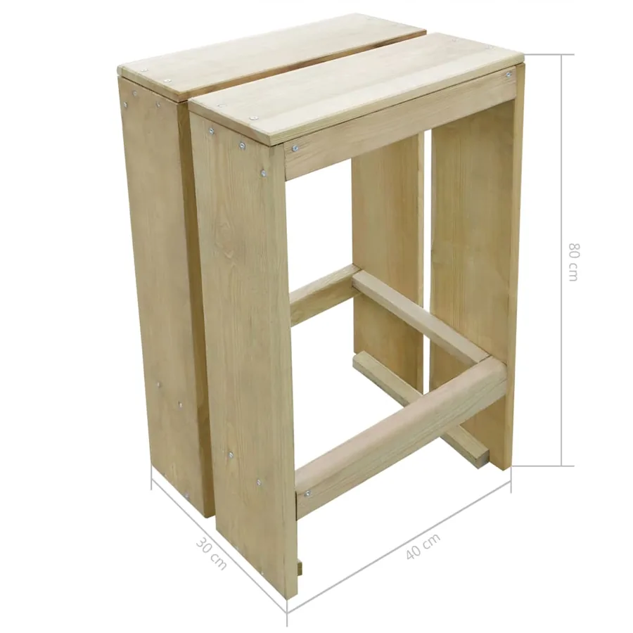 Tabourets de bar d'extérieur lot de 2 Pin imprégné - 3