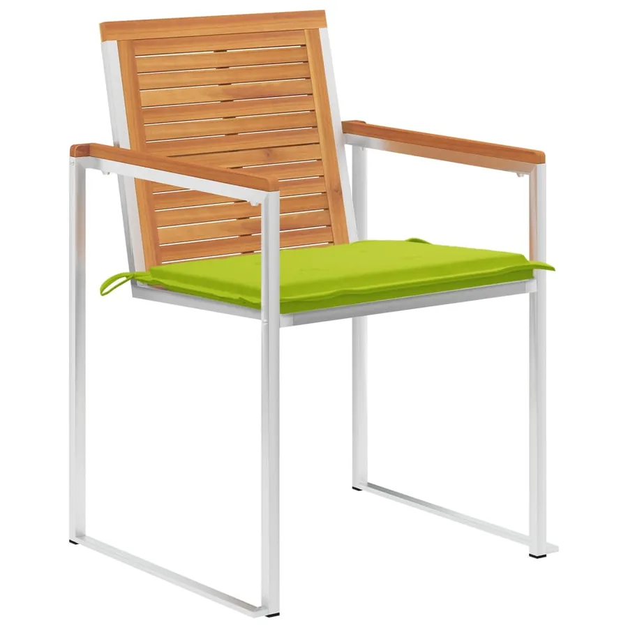Chaises de jardin lot de 4 avec coussins Bois d'acacia massif - 2