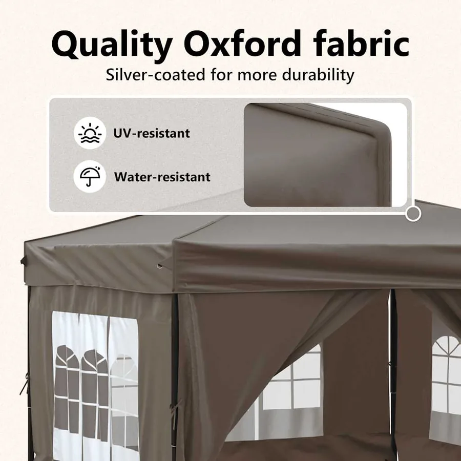 Tente de réception pliable avec parois Taupe 3x3 m - 11