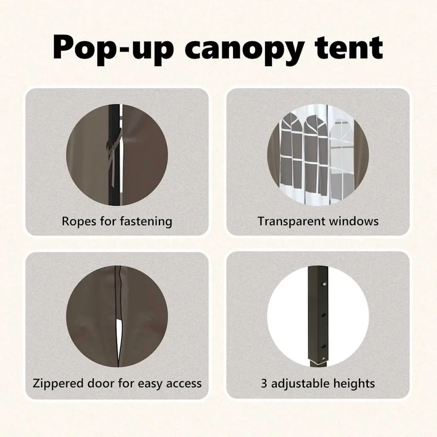 Tente de réception pliable avec parois Taupe 3x3 m - 13