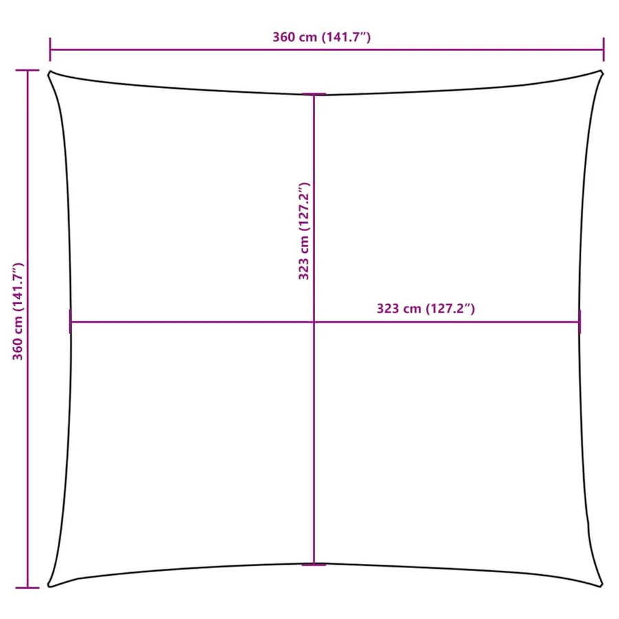 Voile de parasol Tissu Oxford carré 3,6x3,6 m Noir - 10