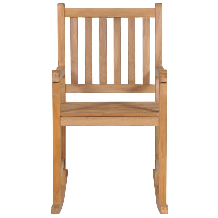 Chaise à bascule avec coussin bleu Bois de teck solide - 8