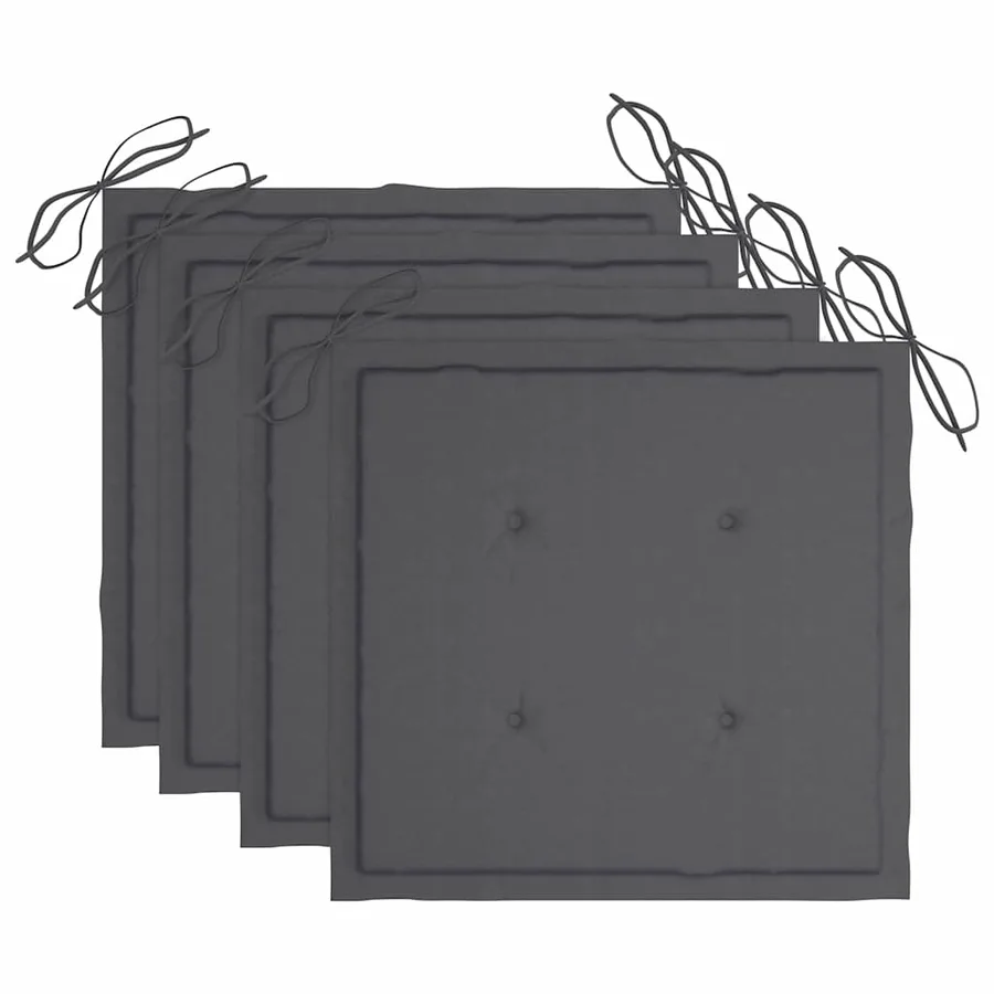 Chaises de jardin empilables avec coussins lot de 4 Teck solide - 7