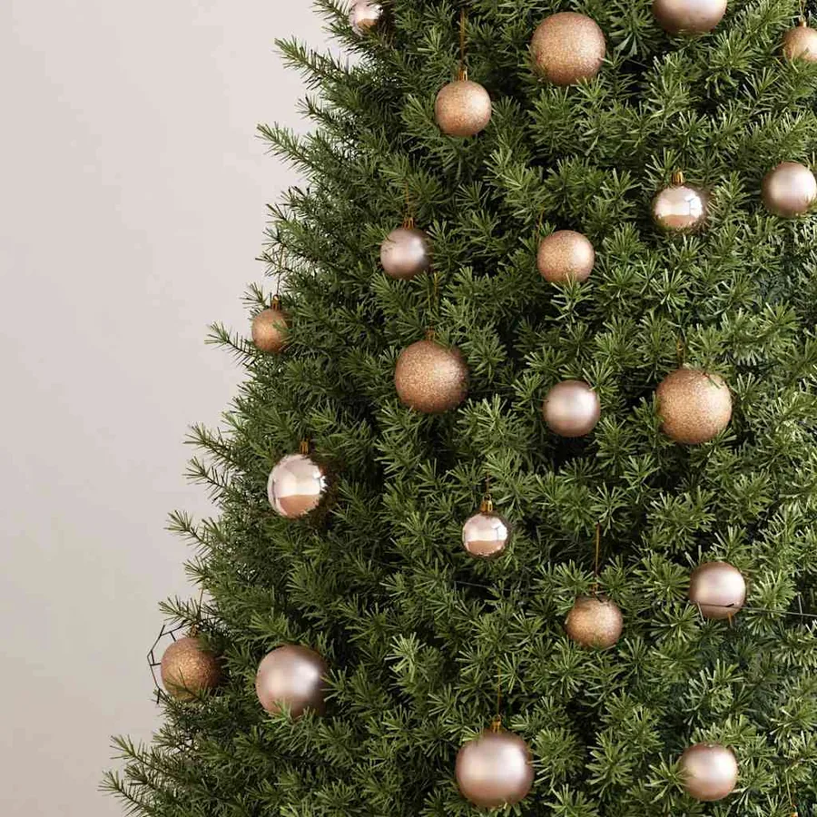 Set de boules de Noël avec pic et 150 LED 60 pcs Doré rose - 4