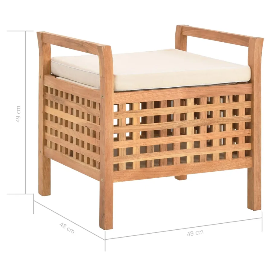 Banc de rangement 49x48x49 cm Bois de noyer massif - 8