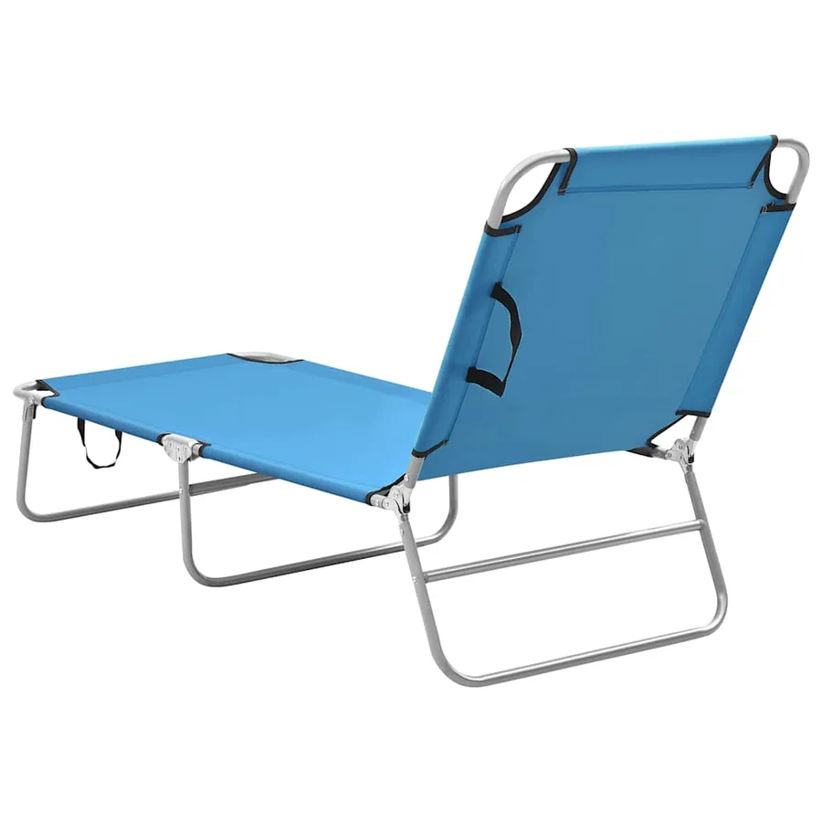 Chaise longue pliable acier et tissu rose - 12