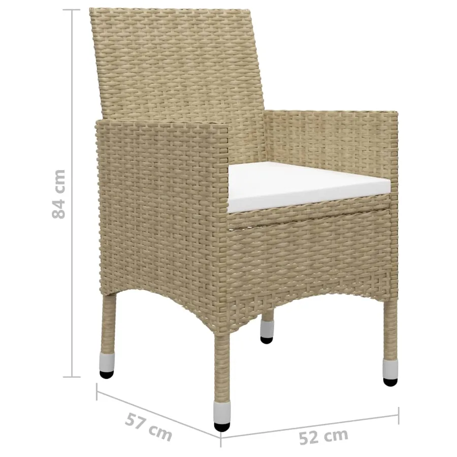 Ensemble à manger de jardin 3 pcs Beige - 12