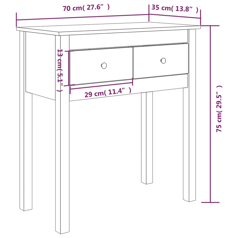 Table console 70x35x75 cm Bois massif de pin - 10