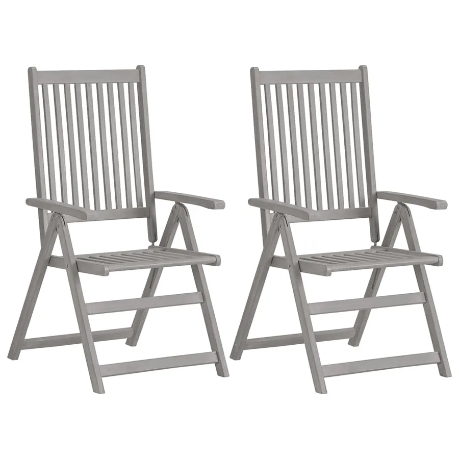 Chaises inclinables de jardin lot de 2 et coussins Bois acacia - 2