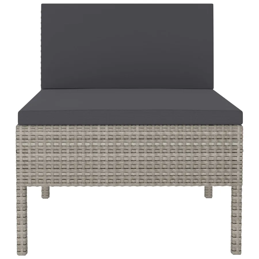 Chaises de jardin lot de 3 avec coussins Résine tressée Gris - 4