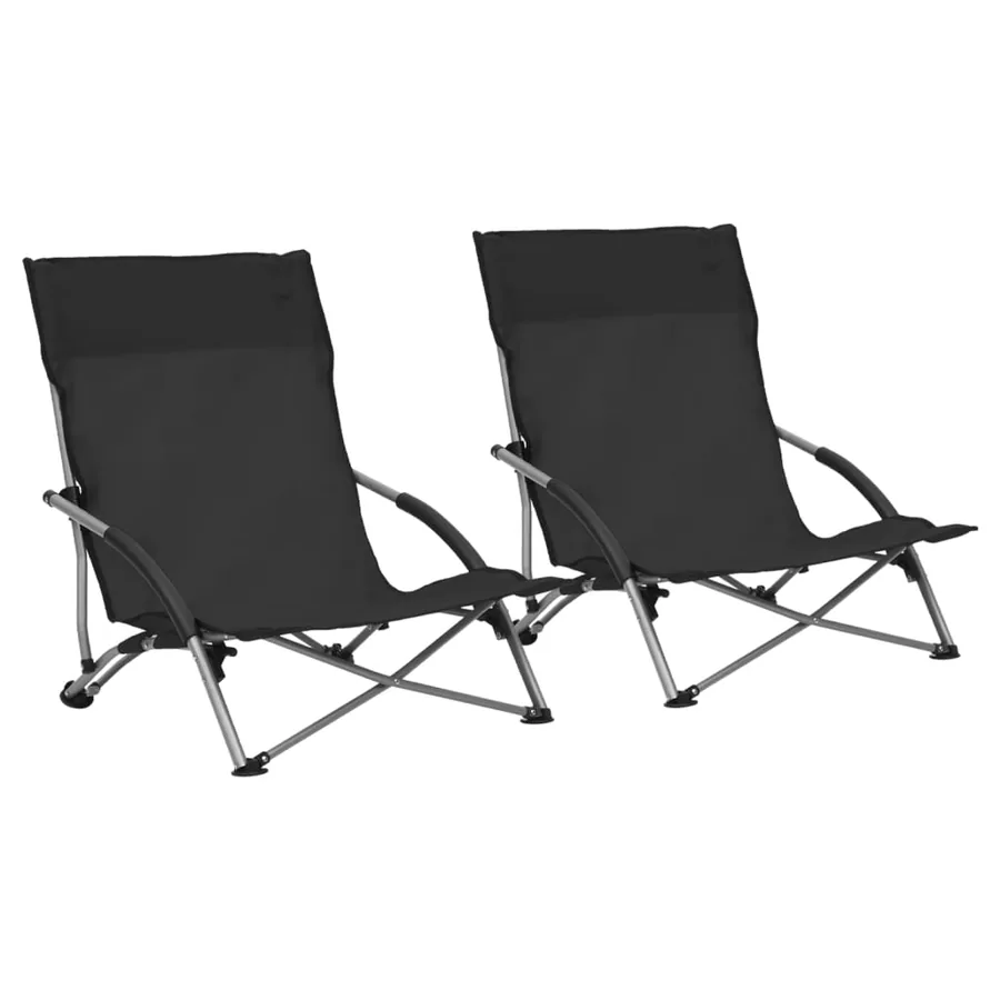 Chaises de plage pliables lot de 2 Rouge Tissu - 17