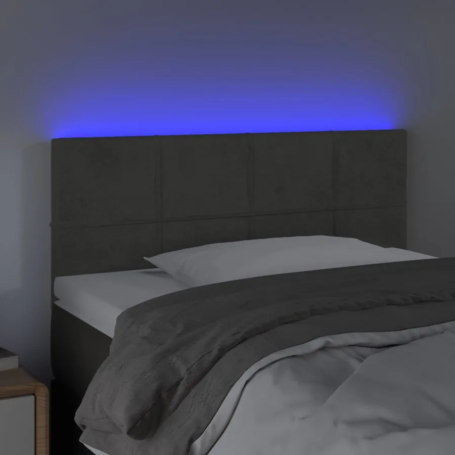 Tête de lit à LED Gris foncé 90x5x78/88 cm Velours - 3