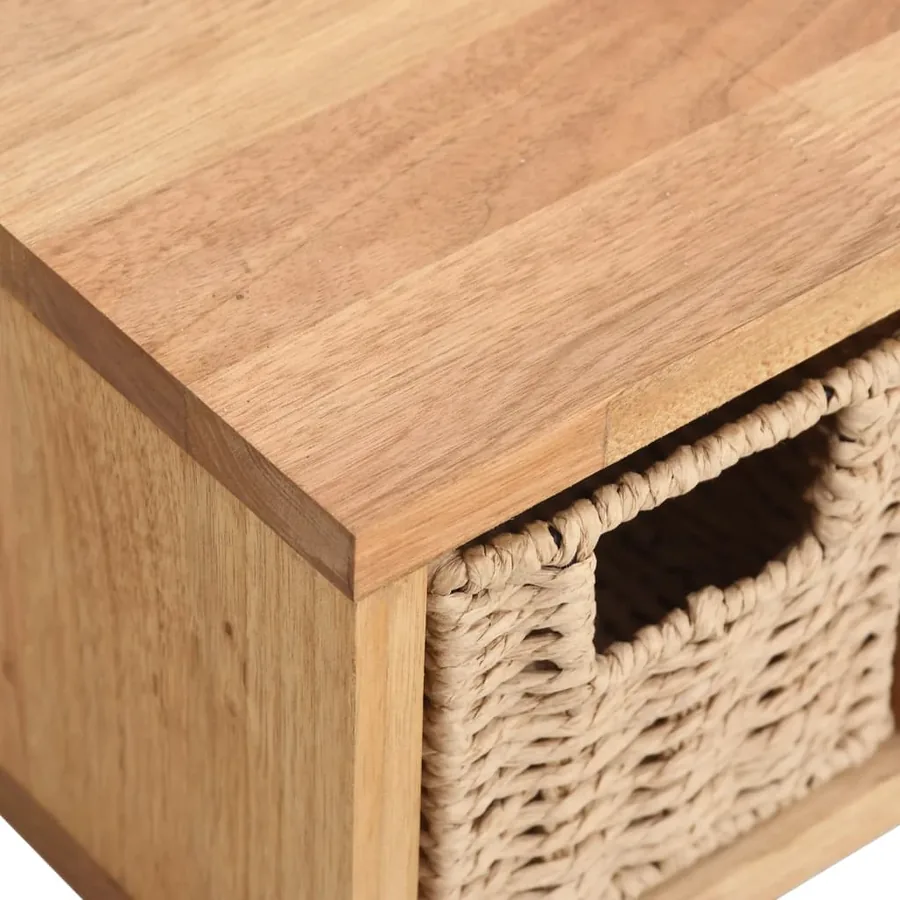 Étagère murale avec paniers 62x18x16 cm Bois massif de noyer - 5