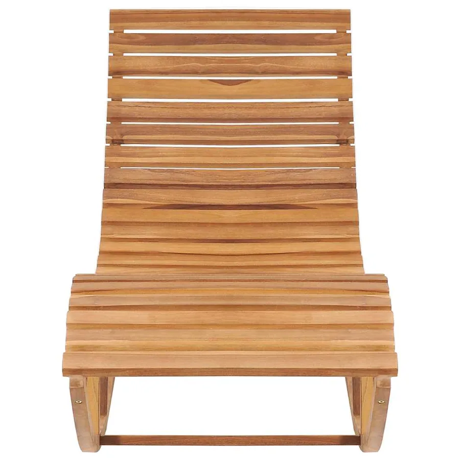 Chaise longue à bascule avec coussin Bois de teck solide - 3