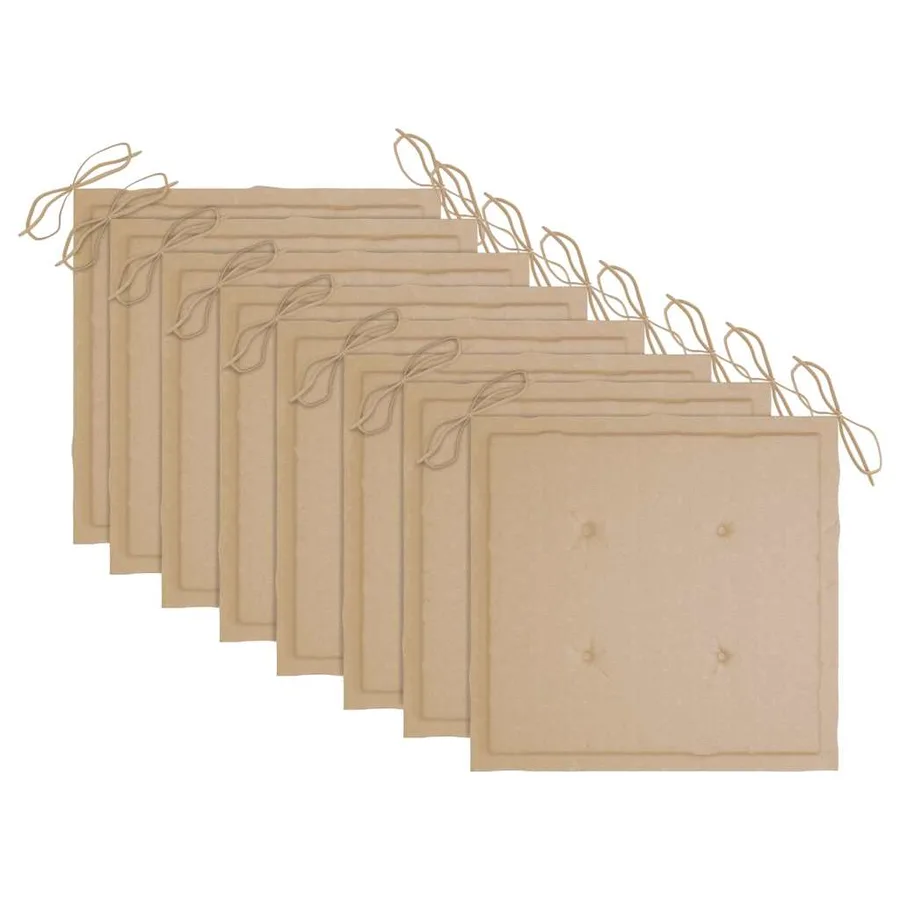 Chaises de jardin lot de 8 avec coussins Bois d'acacia solide - 10