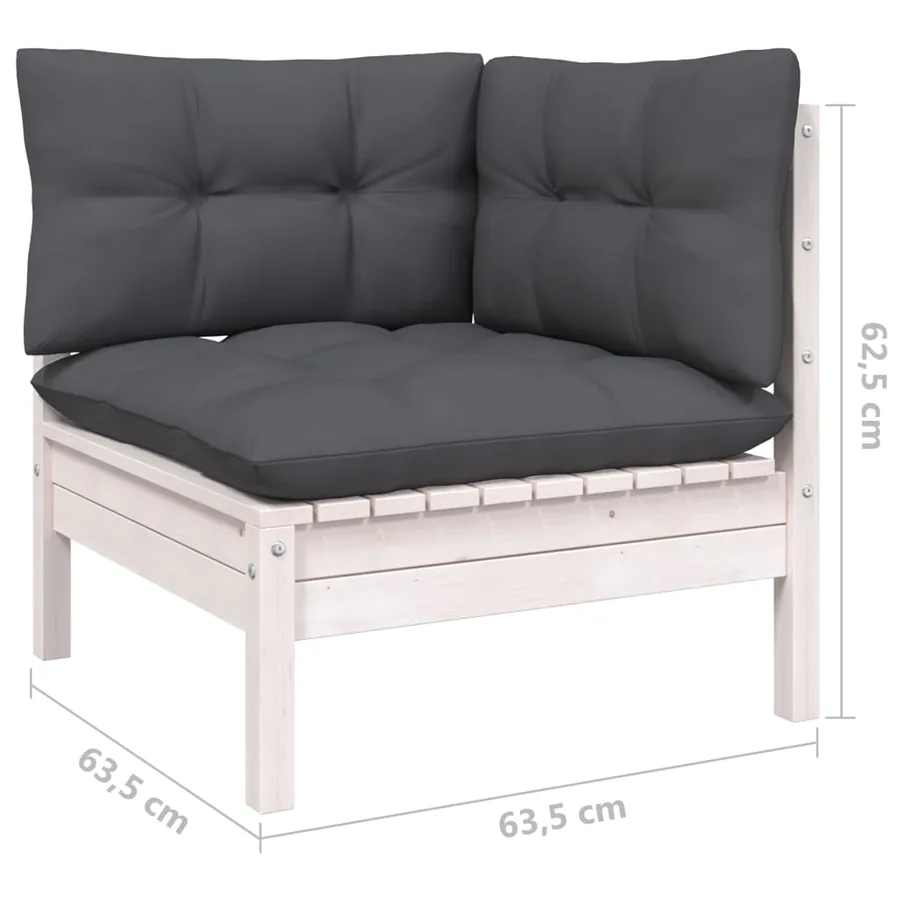Canapé 2 places de jardin avec coussins anthracite Bois de pin - 6