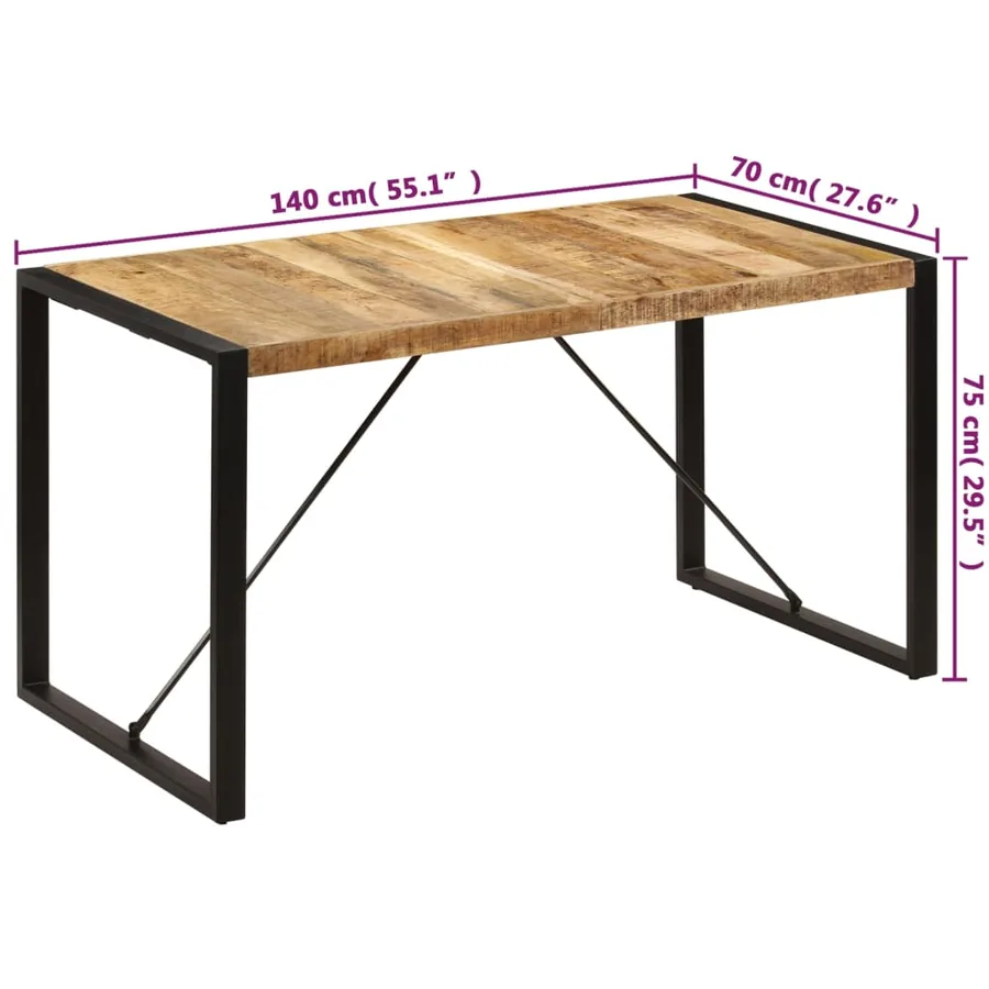 Table à manger 140x70x75 cm Bois de manguier massif - 8