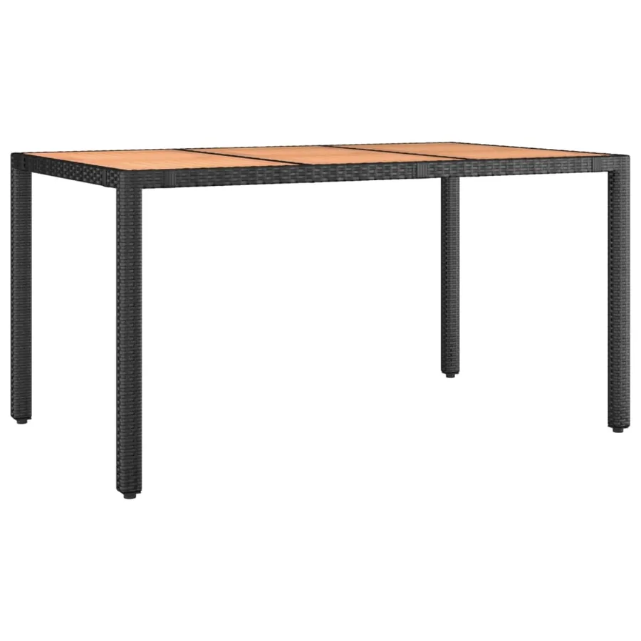 Table de jardin plateau en bois Noir Résine tressée bois massif - 2