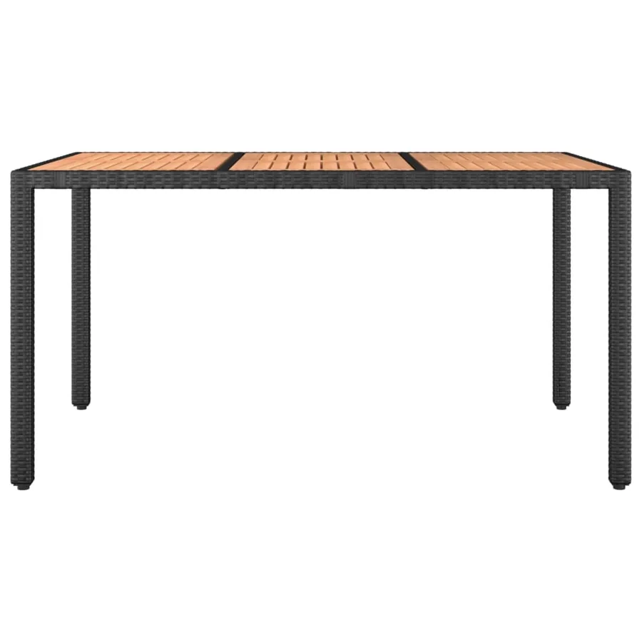 Table de jardin plateau en bois Noir Résine tressée bois massif - 3