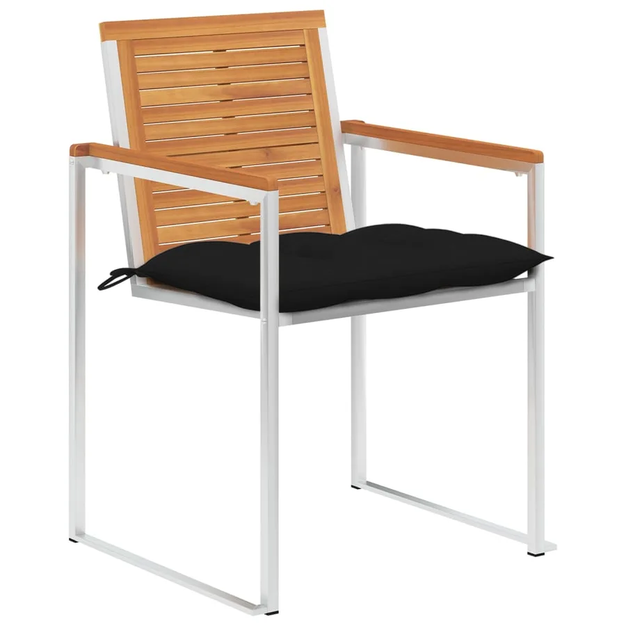 Chaises de jardin lot de 8 avec coussins Bois d'acacia solide - 2
