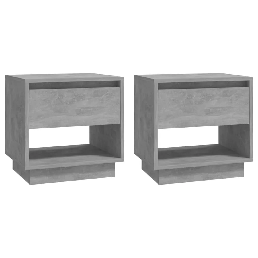 Tables de chevet 2 pcs Gris béton 45x34x44 cm Bois d'ingénierie - 2