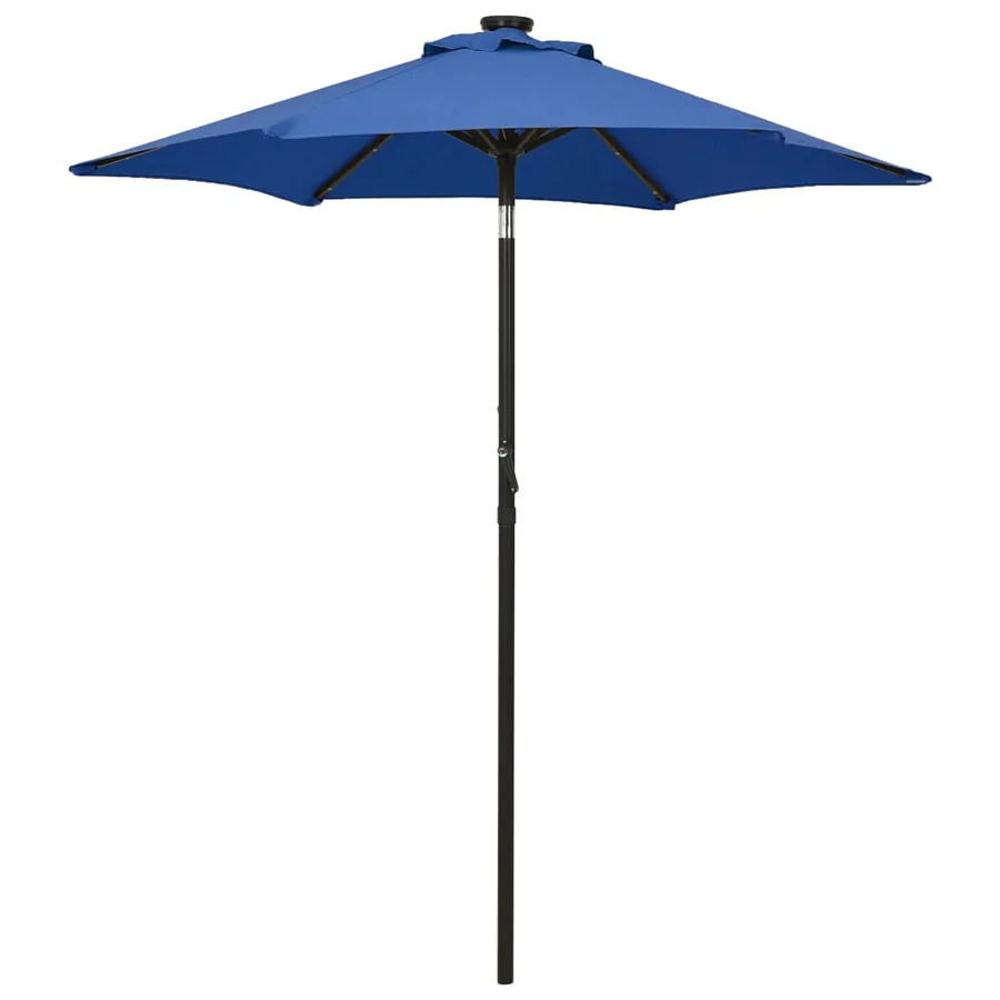 Parasol de jardin avec lumières LED bleu azuré aluminium