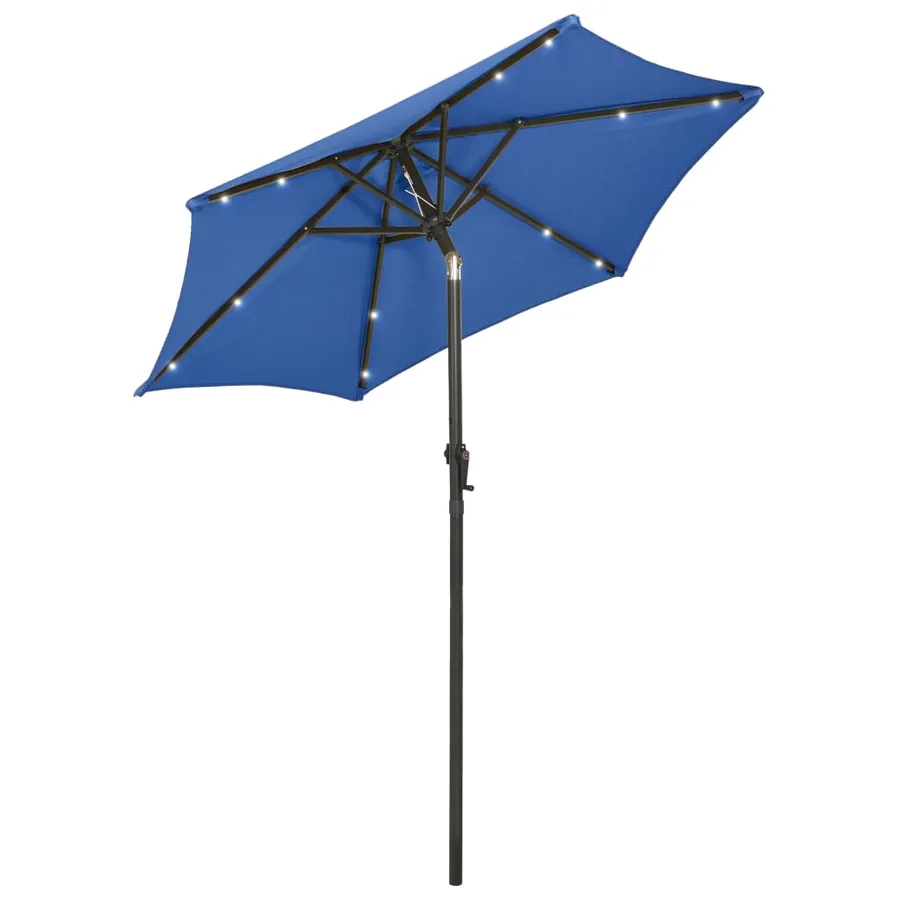 Parasol de jardin avec lumières LED bleu azuré aluminium - 2