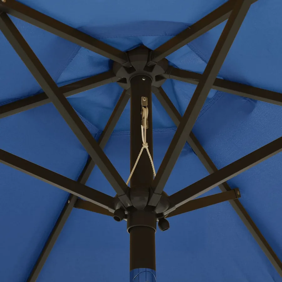 Parasol de jardin avec lumières LED bleu azuré aluminium - 5