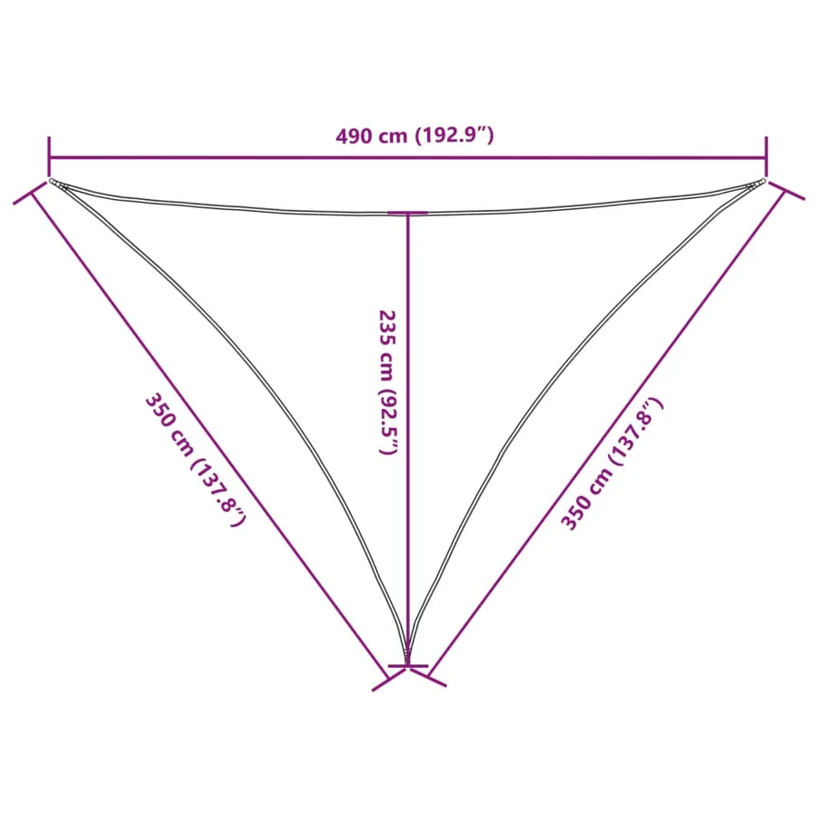 Voile de parasol tissu oxford triangulaire 3,5x3,5x4,9 m - 10