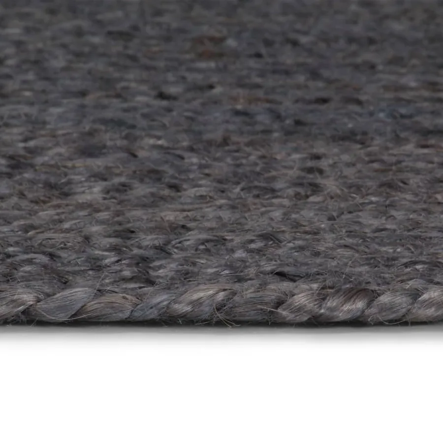 Tapis fait à la main Jute Rond 240 cm Gris foncé - 3