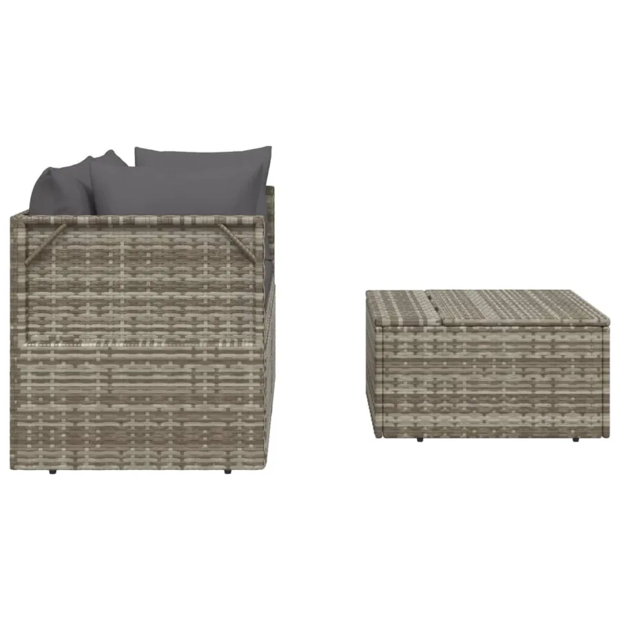 Salon de jardin 3 pcs avec coussins Gris Résine tressée - 5