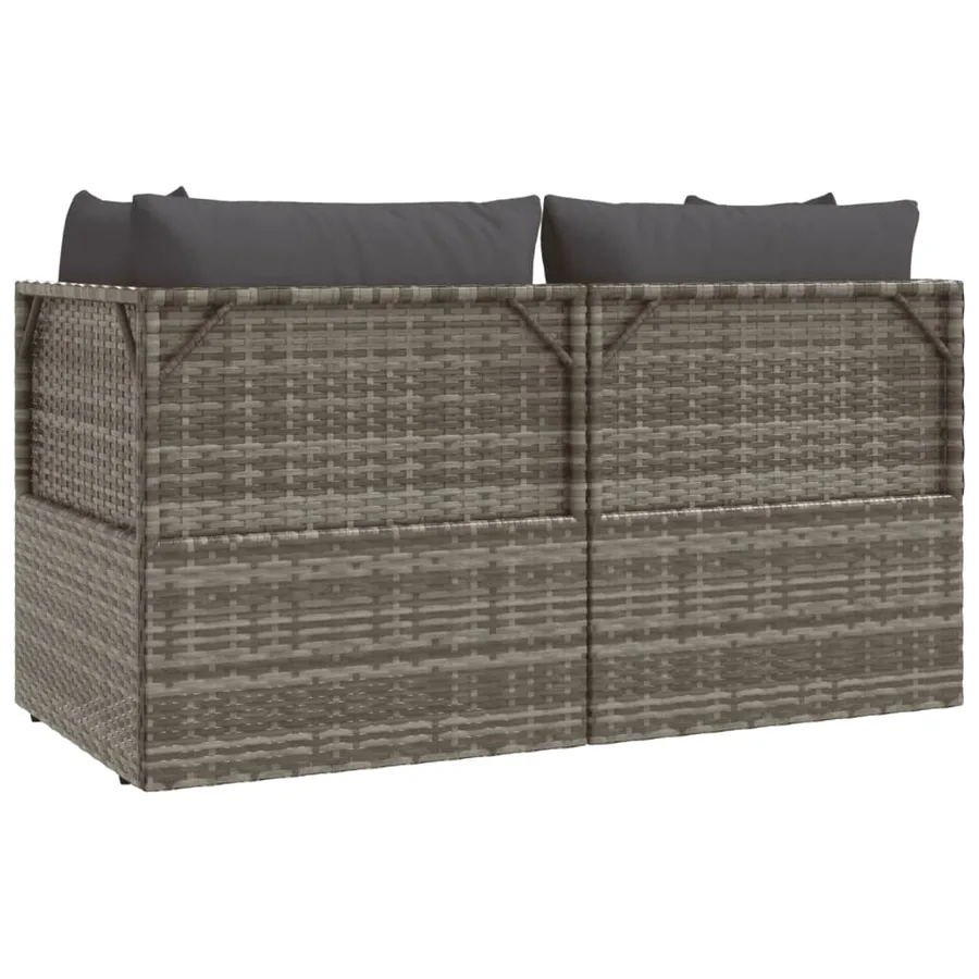 Salon de jardin 3 pcs avec coussins Gris Résine tressée - 6