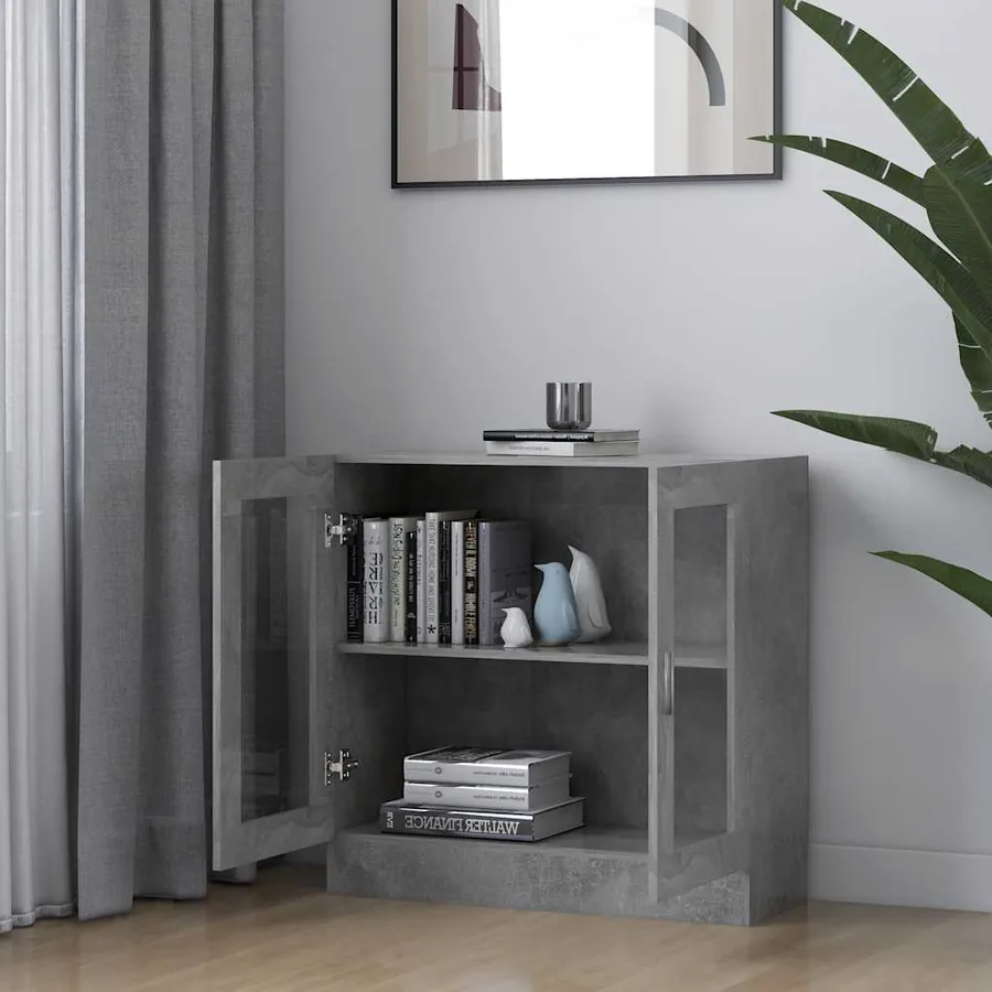 Armoire à vitrine Gris béton 82,5x30,5x80 cm Bois d'ingénierie - 3