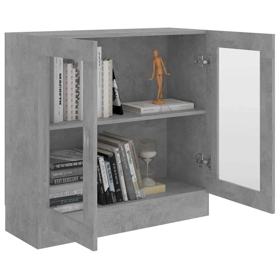 Armoire à vitrine Gris béton 82,5x30,5x80 cm Bois d'ingénierie - 7
