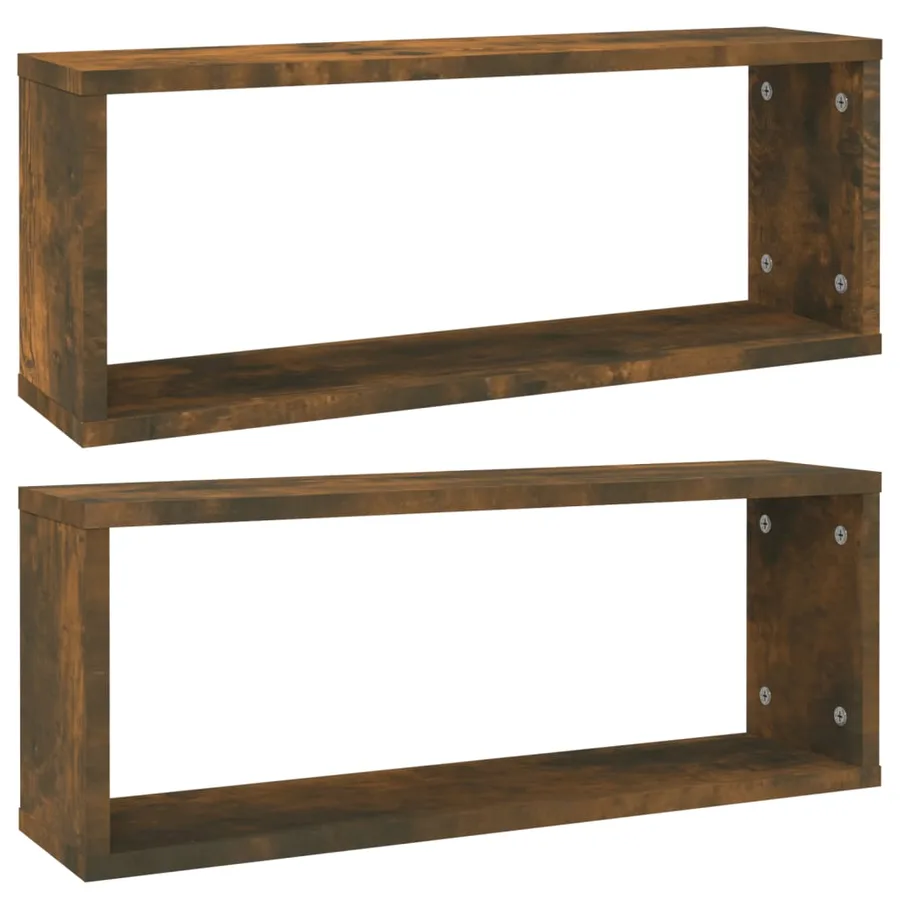 Étagères murales cube 2 pcs Chêne fumé 60x15x23 cm Bois - 2