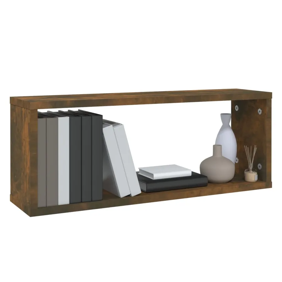 Étagères murales cube 2 pcs Chêne fumé 60x15x23 cm Bois - 7