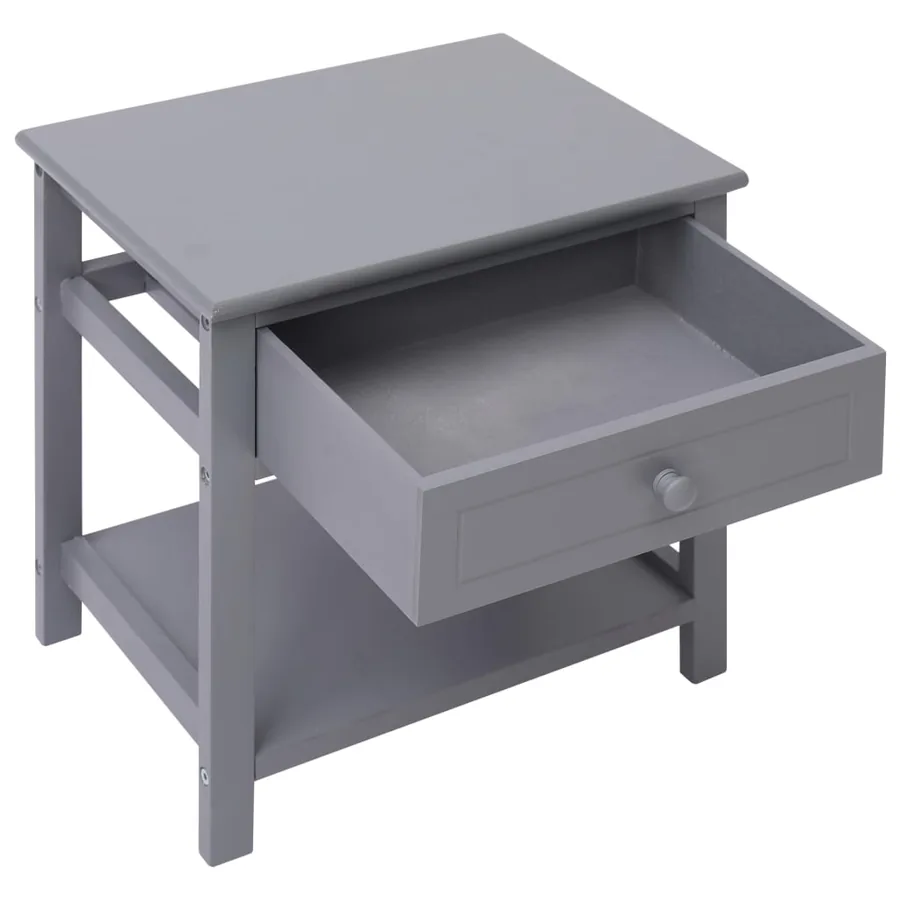 Table de chevet Gris 40x29x42 cm Bois de Paulownia - 2