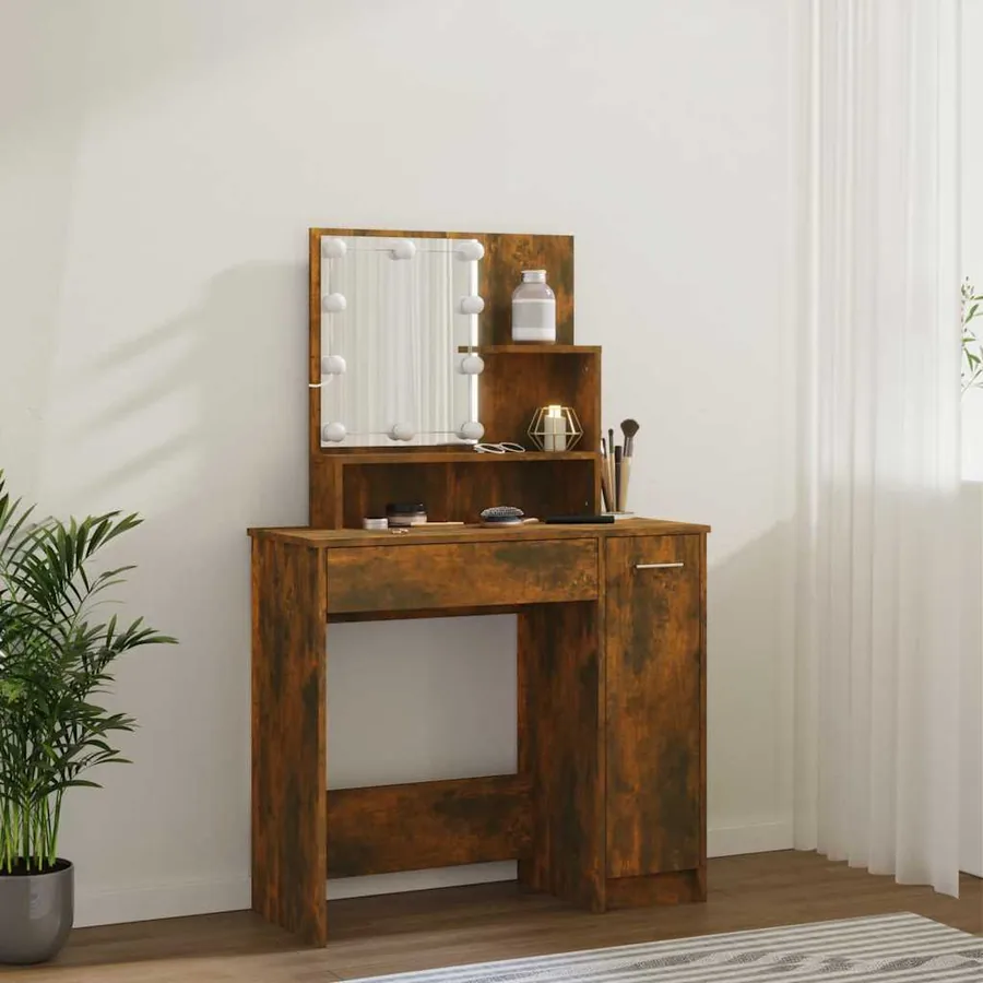 Coiffeuse avec LED Chêne fumé 86,5x35x136 cm - 16