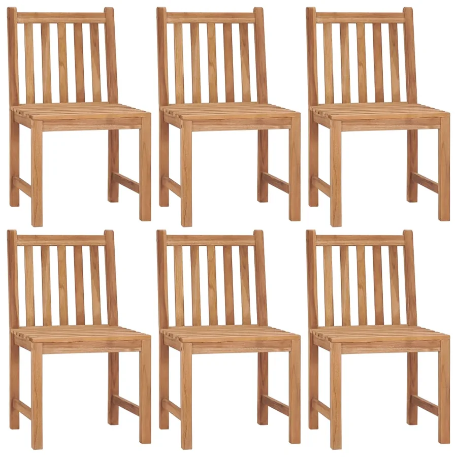 Chaises de jardin lot de 6 avec coussins Bois de teck massif - 2