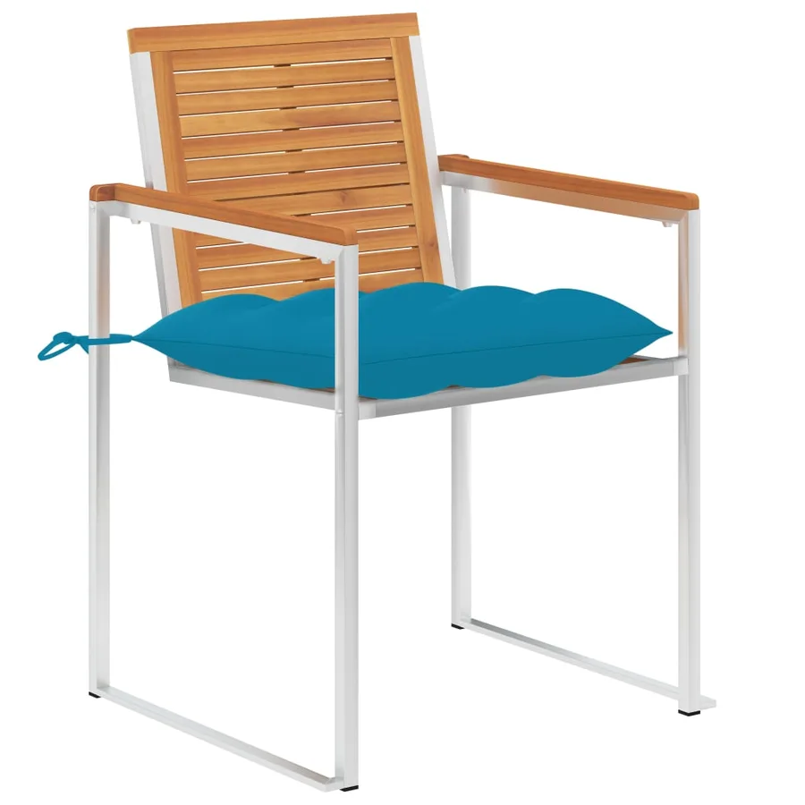 Chaises de jardin avec coussins lot de 2 Acacia solide et acier - 2