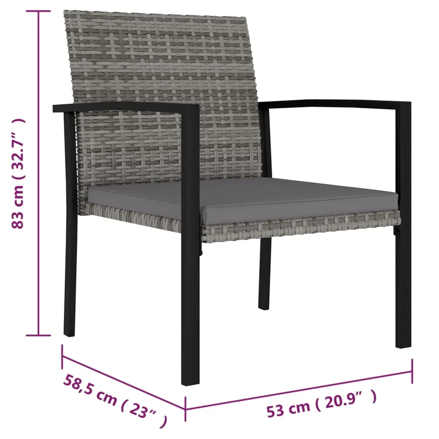 Chaises à manger de jardin lot de 4 Résine tressée Gris - 5