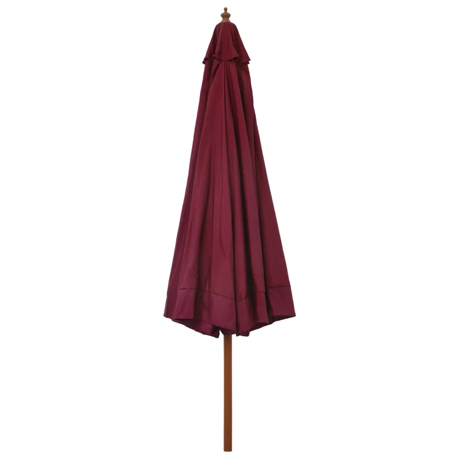 Parasol d'extérieur avec mât en bois 330 cm Bordeaux - 3