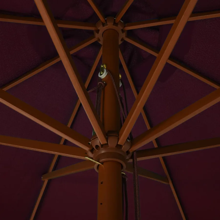 Parasol d'extérieur avec mât en bois 330 cm Bordeaux - 4