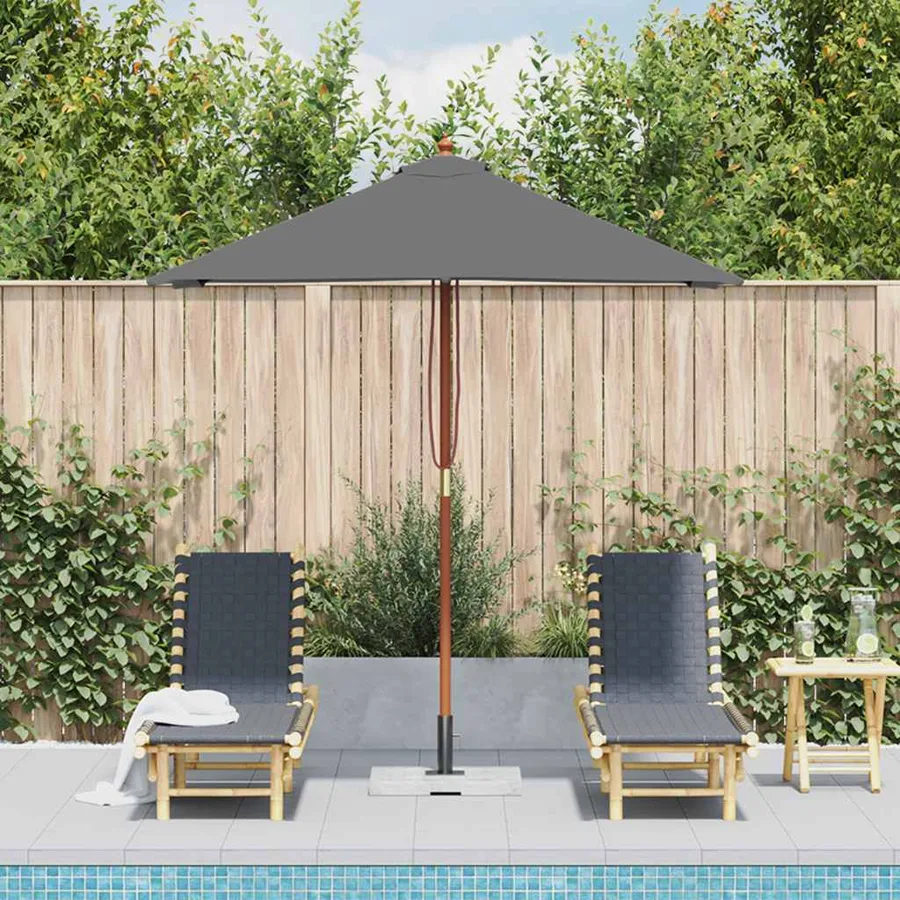 Parasol d'extérieur avec mât en bois 150x200 cm anthracite - 3