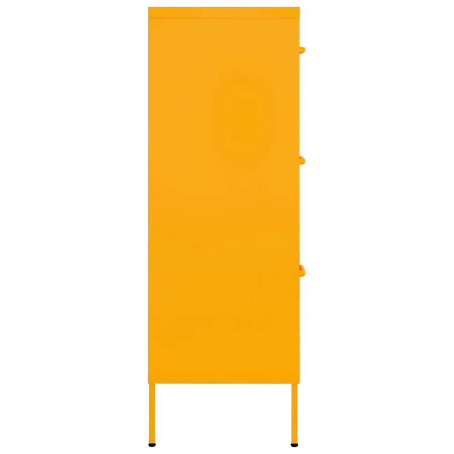 Armoire à tiroirs Jaune moutarde 80x35x101,5 cm Acier - 4