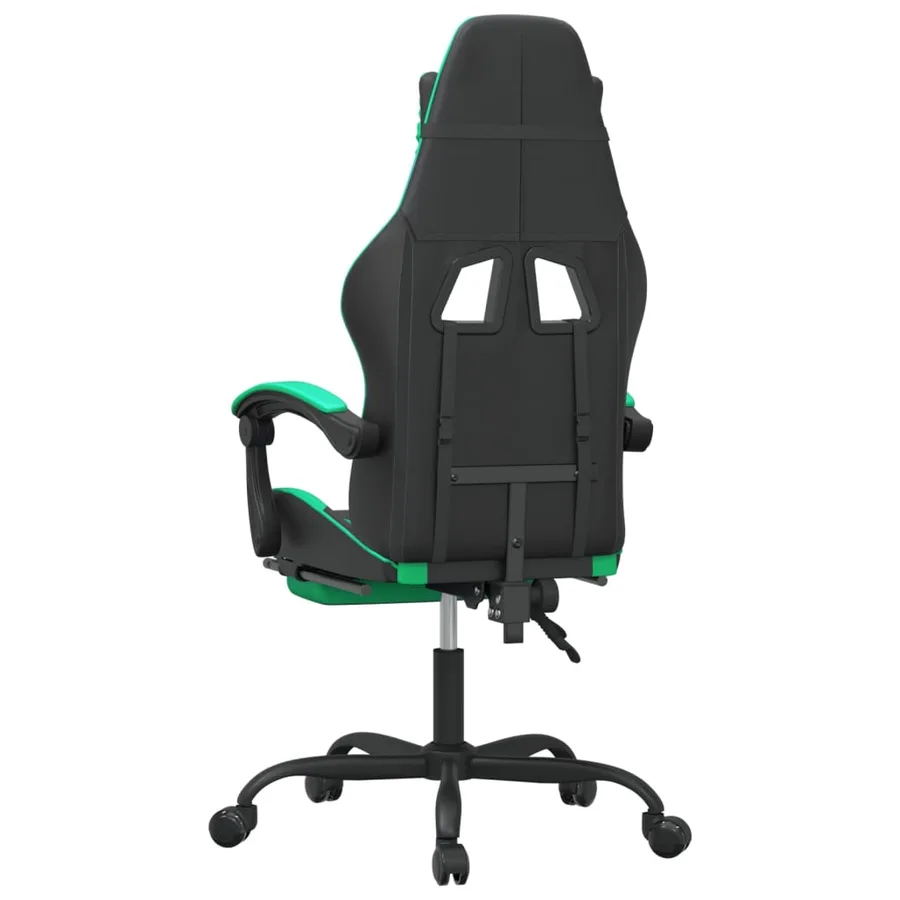 Chaise de jeu pivotante et repose-pied Noir et vert Similicuir - 5