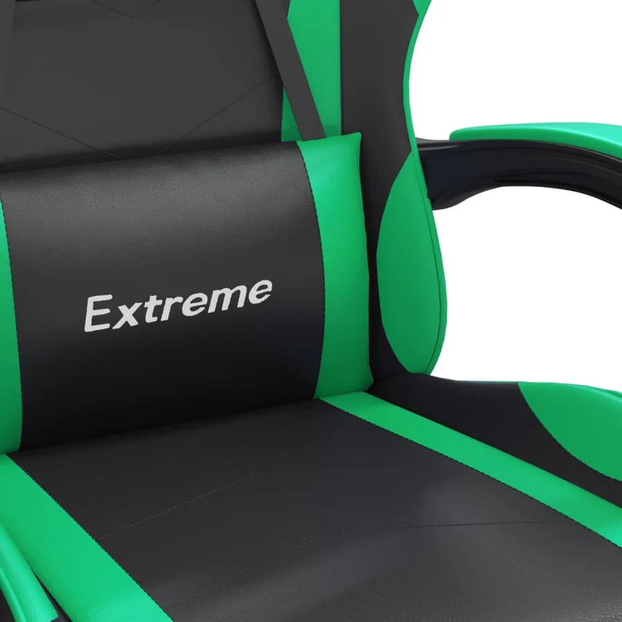 Chaise de jeu pivotante et repose-pied Noir et vert Similicuir - 7