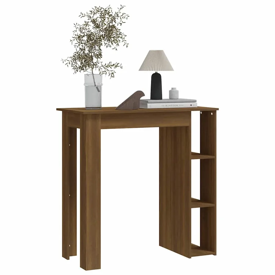 Table de bar avec étagère chêne marron bois d'ingénierie - 5