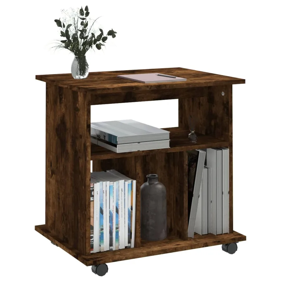 Armoire roulante Chêne fumé 60x45x60 cm Bois d'ingénierie - 4