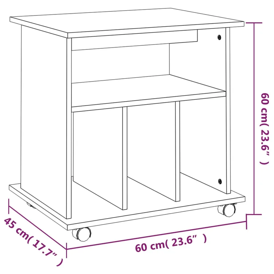 Armoire roulante Chêne fumé 60x45x60 cm Bois d'ingénierie - 8